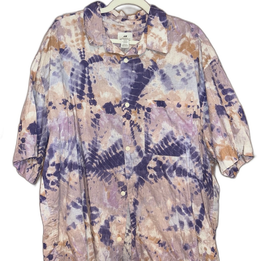 H&M Linen Tie-Dye Button-Up Shirt